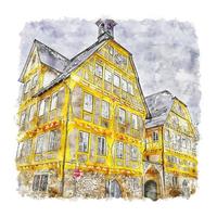 sindelfingen deutschland aquarell skizze handgezeichnete illustration vektor