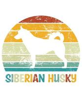 rolig siberian husky vintage retro solnedgång silhuett gåvor hund älskare hundägare väsentlig t-shirt vektor