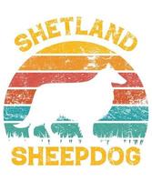 Sonnenuntergang-Silhouettegeschenke des lustigen Shetlandinseln-Schäferhundes Vintager retro wesentlicher T - Shirt des Hundeliebhaber-Hundeinhabers vektor
