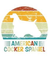 Sonnenuntergang-Silhouettegeschenke des lustigen amerikanischen Cockerspaniels Vintager retro wesentlicher T - Shirt des Hundeliebhaber-Hundeinhabers vektor