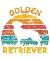 rolig golden retriever vintage retro solnedgång silhuett gåvor hund älskare hundägare viktig t-shirt vektor