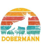 Sonnenuntergang-Silhouettegeschenke des lustigen Dobermanns Vintager retro wesentlicher T - Shirt des Hundeliebhaber-Hundebesitzers vektor