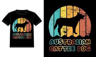 Sonnenuntergang-Silhouettegeschenkhundeliebhaber-Hundeinhaber-wesentlicher T - Shirt des lustigen australischen Viehhundevintage retro vektor