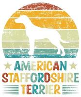 Sonnenuntergang-Silhouettegeschenke des lustigen amerikanischen Staffordshire-Terriers Vintager retro wesentlicher T - Shirt des Hundeliebhaber-Hundebesitzers vektor