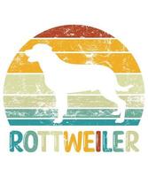 rolig rottweiler vintage retro solnedgång silhuett gåvor hund älskare hundägare väsentlig t-shirt vektor