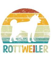 rolig rottweiler vintage retro solnedgång silhuett gåvor hund älskare hundägare väsentlig t-shirt vektor