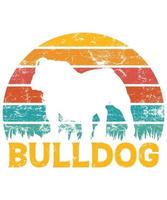 Sonnenuntergang-Silhouettegeschenkhundeliebhaber-Hundeinhaber-wesentlicher T - Shirt der lustigen Bulldogge Vintager retro vektor