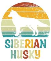 rolig siberian husky vintage retro solnedgång silhuett gåvor hund älskare hundägare väsentlig t-shirt vektor