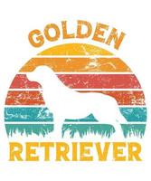 Sonnenuntergang-Silhouettegeschenkhundeliebhaber-Hundebesitzer des lustigen goldenen Retrievers Vintager retro wesentlicher T - Shirt vektor