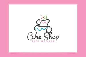 tårtbutikslogotyp med vackra tårtbilder för alla företag, speciellt för bageri, kakeri, tårtkonst, tårtskola, café, etc. vektor