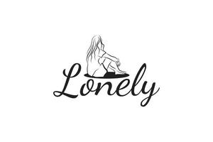 lonely girl logotyp med handritad stil och snygga bokstäver. vektor