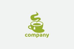 enkel örtte-logotyp med en kopp te och löv. vektor