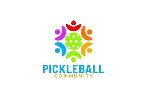 Pickleball-Community-Logo-Vektorgrafik für jedes Unternehmen, insbesondere für Sportgemeinschaften, Teams, Clubs, Schulungen usw. vektor