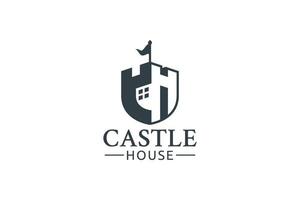 slottshusets logotyp med en kombination av bokstaven ch, slott och hus som ikon. vektor