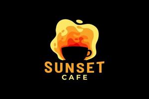 sunset café logotyp för alla företag, speciellt för café, kafé, restaurang, bar, etc. vektor