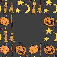 halloween bakgrund. doodle vektor halloween ram med plats för text