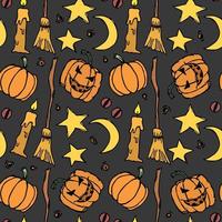 sömlösa halloween mönster. doodle halloween bakgrund vektor