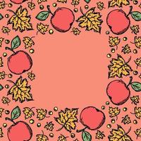 rote Äpfel und Ahornblätter Hintergrund mit Platz für Text. Nahtloses Herbstmuster mit Äpfeln und Blättern. Apfelmuster vektor