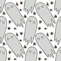 sömlösa halloween mönster med spöke. vektor bakgrund med doodle halloween spöke ikoner