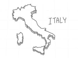 handritad av Italien 3D-karta på vit bakgrund. vektor