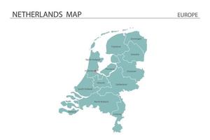 nederländerna karta vektor på vit bakgrund. kartan har alla provinser och markera huvudstaden i nederländerna.