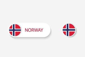 Norwegen-Schaltflächenflagge in Illustration eines Ovals mit Wort von Norwegen. und Knopfflagge Norwegen. vektor