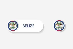 belize-knopfflagge in der illustration des ovalen geformt mit dem wort von belize. und Knopfflagge Belize. vektor