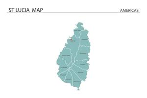 st lucia kartenvektor auf weißem hintergrund. Karte hat alle Provinzen und markiert die Hauptstadt von St. Lucia. vektor