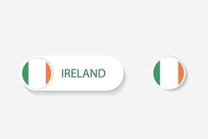 irland-knopfflagge in der illustration des ovalen geformt mit wort von irland. und Knopfflagge Irland. vektor