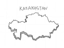 handritad av kazakstan 3d karta på vit bakgrund. vektor