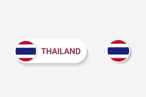 thailand-knopfflagge in der illustration des ovalen geformt mit wort von thailand. und Schaltfläche Flagge Thailand. vektor