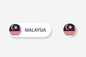 malaysia-knopfflagge in der illustration des ovalen geformt mit dem wort von malaysia. und Knopfflagge Malaysia. vektor