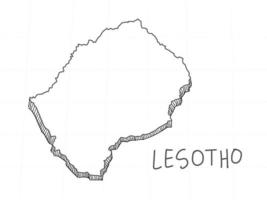 handritad av lesotho 3d-karta på vit bakgrund. vektor