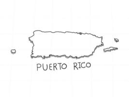 handritad av puerto rico 3d-karta på vit bakgrund. vektor