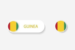 guinea-knopfflagge in der illustration von oval geformt mit wort von guinea. und Knopfflagge Guinea. vektor