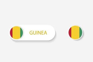 Guinea knapp flagga i illustration av oval formad med ordet guinea. och knapp flagga guinea. vektor