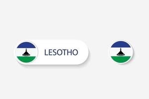 lesotho-knopfflagge in der illustration des ovalen geformt mit wort von lesotho. und Knopfflagge Lesotho. vektor