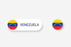 venezuela-knopfflagge in der illustration des ovalen geformt mit dem wort von venezuela. und Knopfflagge Venezuela. vektor