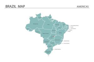 Brasilien karta vektor på vit bakgrund. karta har alla provinser och markera huvudstaden i Brasilien.