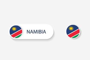 Namibia-Knopfflagge in der Abbildung des Ovals, das mit Wort von Namibia geformt wird. und Knopfflagge Namibia. vektor