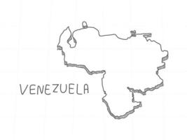 handritad av venezuela 3d-karta på vit bakgrund. vektor