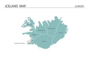 Island-Kartenvektor auf weißem Hintergrund. Karte hat alle Provinzen und markiert die Hauptstadt von Island. vektor