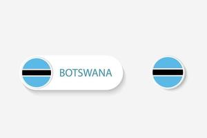 Botswana knappflagga i illustration av oval formad med ordet botswana. och knappflagga botswana. vektor