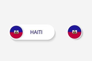 haiti-knopfflagge in der illustration des ovalen geformt mit dem wort von haiti. und Knopfflagge Haiti. vektor