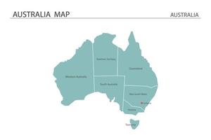 Australien karta vektor på vit bakgrund. karta har alla provinser och markera huvudstaden i Australien.