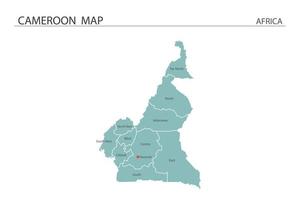 Kamerun karta vektor illustration på vit bakgrund. karta har alla provinser och markera huvudstaden i Kamerun.