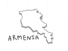 handritad av Armenien 3d karta på vit bakgrund. vektor