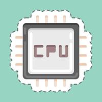 Aufkleber Linie geschnitten CPU. geeignet für Symbol für Computerkomponenten. einfaches Design editierbar. Design-Vorlagenvektor. einfache Abbildung vektor