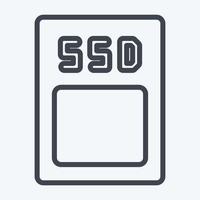 Symbol-SSD. geeignet für Symbol für Computerkomponenten. Linienstil. einfaches Design editierbar. Design-Vorlagenvektor. einfache Abbildung vektor