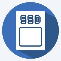 Symbol-SSD. geeignet für Symbol für Computerkomponenten. langer Schattenstil. einfaches Design editierbar. Design-Vorlagenvektor. einfache Abbildung vektor